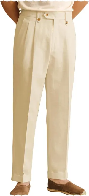 Mens Summer Linen Blend Dress Pants Vintage Modern Fit Suit Linen Pants Lounge Trousers