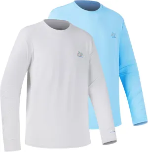 Men’s UPF 50  Long Sleeve Performance T-Shirts Permanent UV Protective Quick Dry for Everyday Hiking Fishing Beach