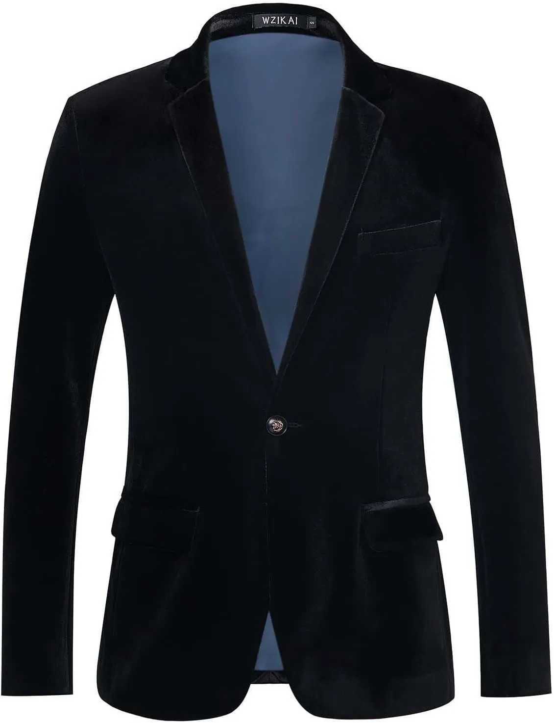 Mens Velvet Blazer One Button Slim Fit Casual Sport Coat Long Sleeve Suit Jacket Dinner Party Prom Wedding Tuxedo