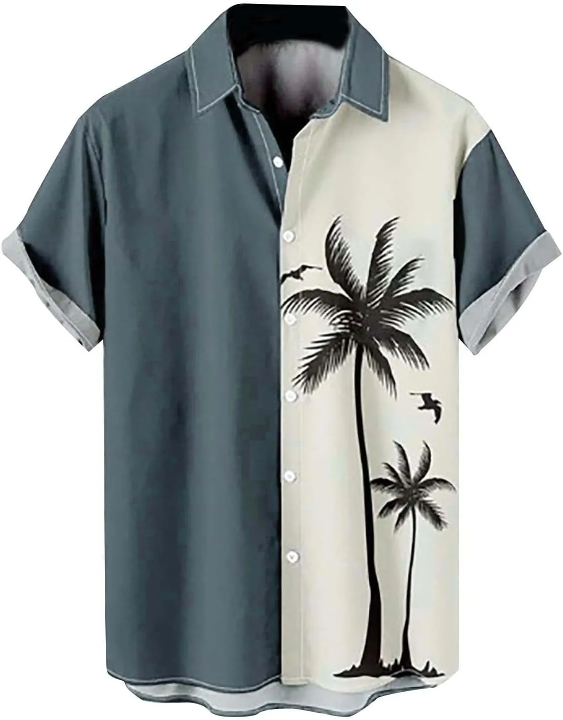 Men's Vintage Bowling Shirt Hipster Short Sleeve Button Down Hawaiian Shirts Big and Tall Summer Beach Casual Shirts