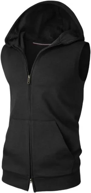 Men's Workout Hooded Tank Tops Sports Full Zip Training Sleeveless Gym Hoodies Bodybuilding Cut Off Muscle Shirts
