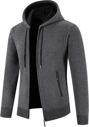 MIDOO Lightweight Golf Rain Jacket Men Lightweight Fleece Thermal Running Sweatshirts Sports Hooded Jacket with Zip Pockets