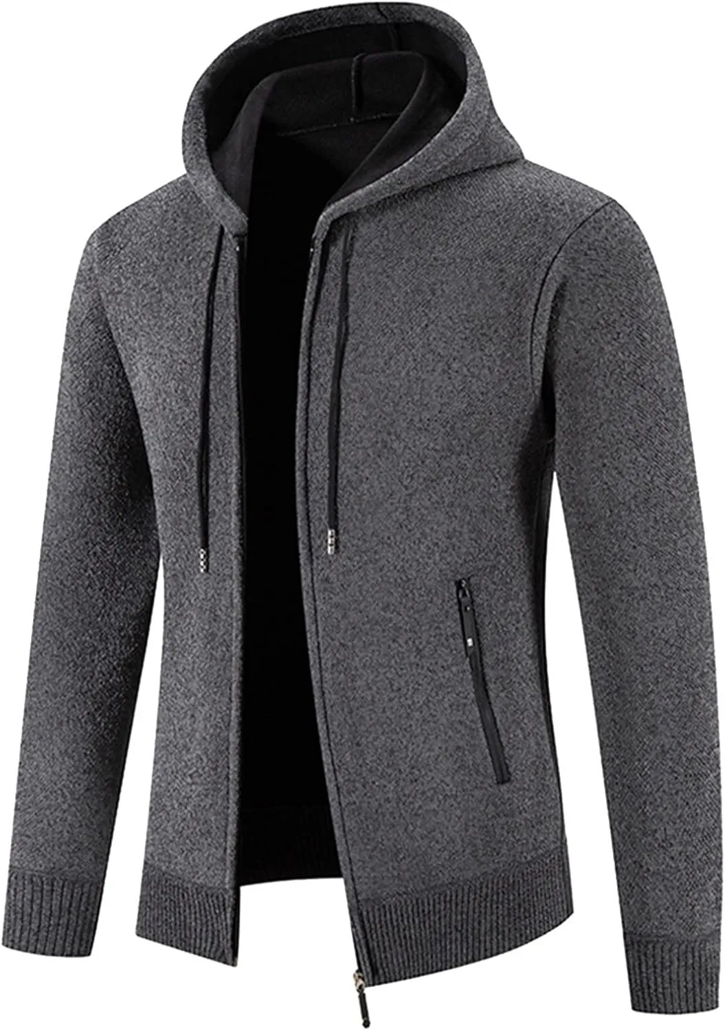 MIDOO Lightweight Golf Rain Jacket Men Lightweight Fleece Thermal Running Sweatshirts Sports Hooded Jacket with Zip Pockets