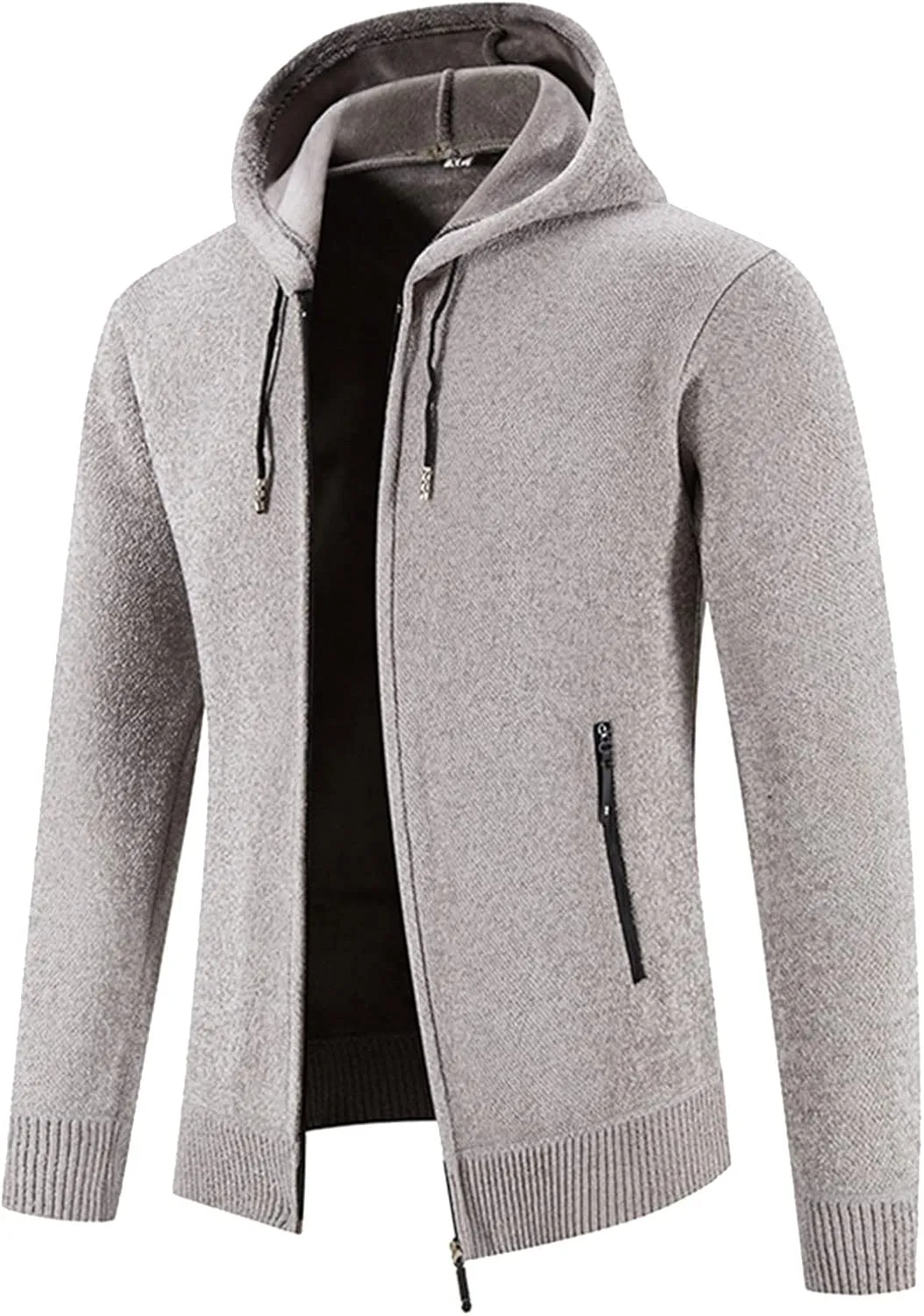 MIDOO Lightweight Golf Rain Jacket Men Lightweight Fleece Thermal Running Sweatshirts Sports Hooded Jacket with Zip Pockets