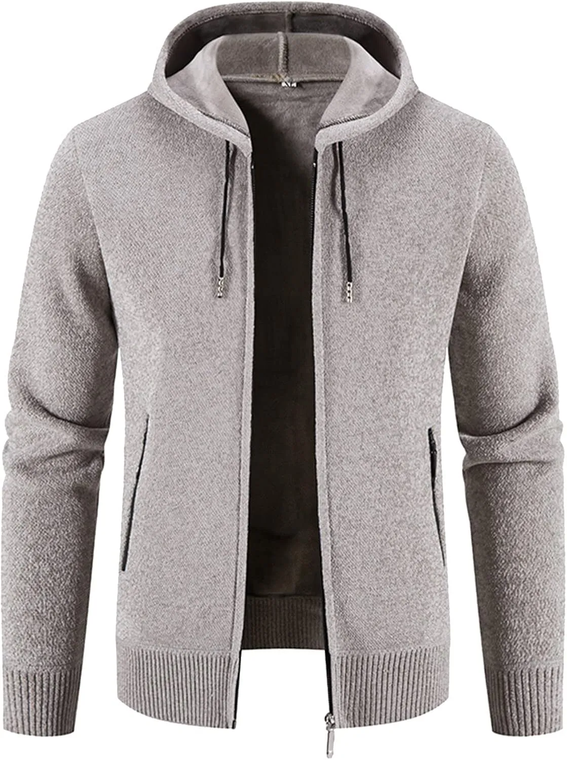 MIDOO Lightweight Golf Rain Jacket Men Lightweight Fleece Thermal Running Sweatshirts Sports Hooded Jacket with Zip Pockets