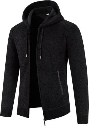 MIDOO Lightweight Golf Rain Jacket Men Lightweight Fleece Thermal Running Sweatshirts Sports Hooded Jacket with Zip Pockets