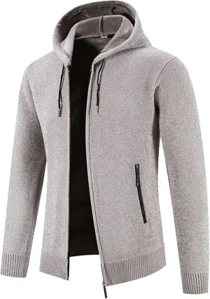 MIDOO Lightweight Golf Rain Jacket Men Lightweight Fleece Thermal Running Sweatshirts Sports Hooded Jacket with Zip Pockets