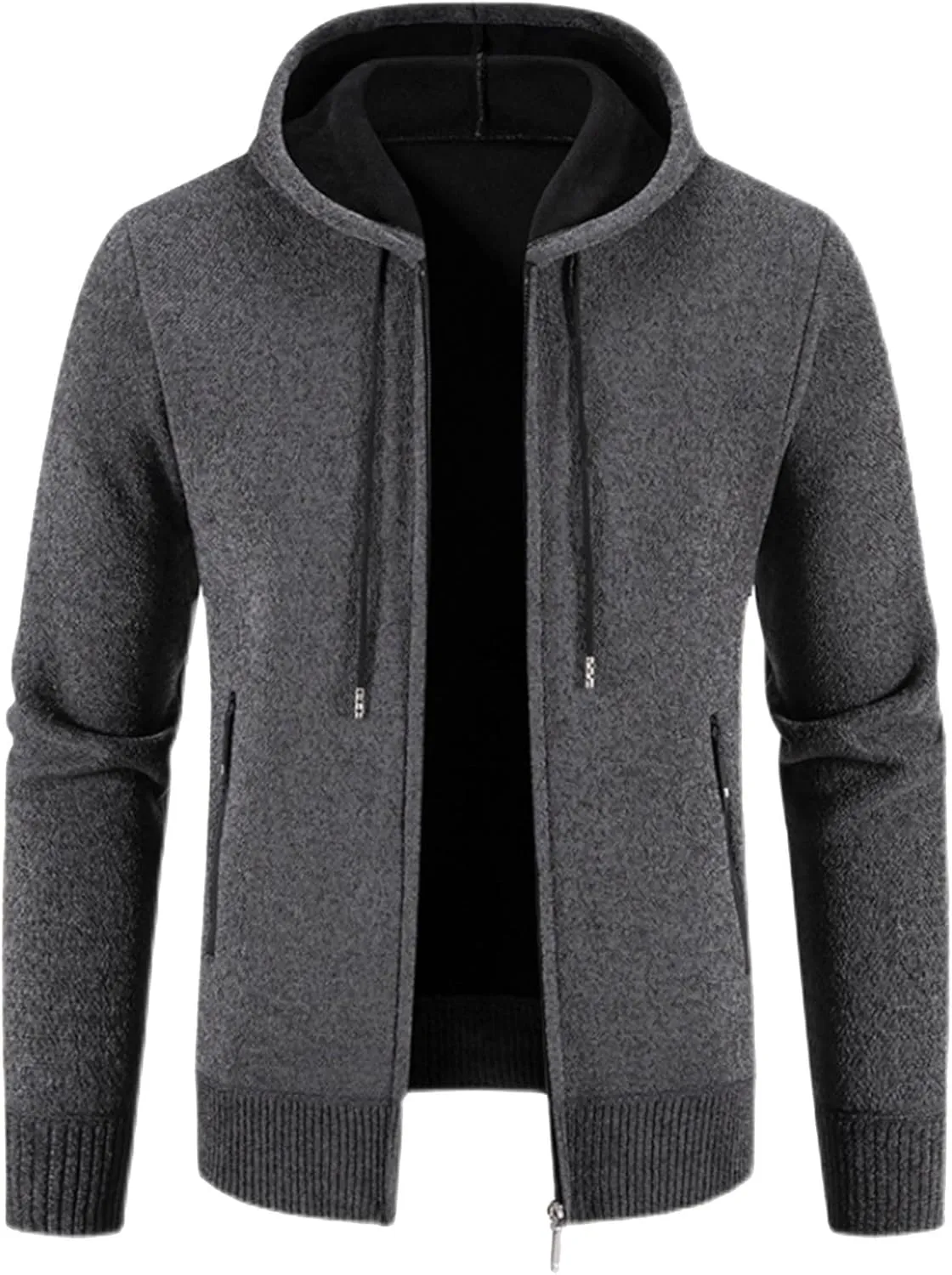 MIDOO Lightweight Golf Rain Jacket Men Lightweight Fleece Thermal Running Sweatshirts Sports Hooded Jacket with Zip Pockets