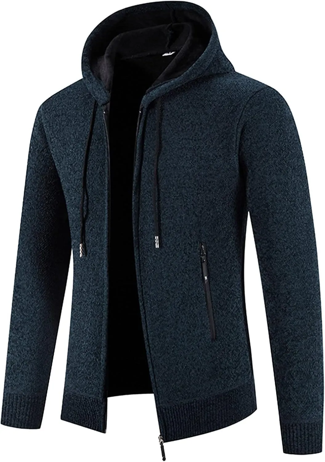 MIDOO Lightweight Golf Rain Jacket Men Lightweight Fleece Thermal Running Sweatshirts Sports Hooded Jacket with Zip Pockets