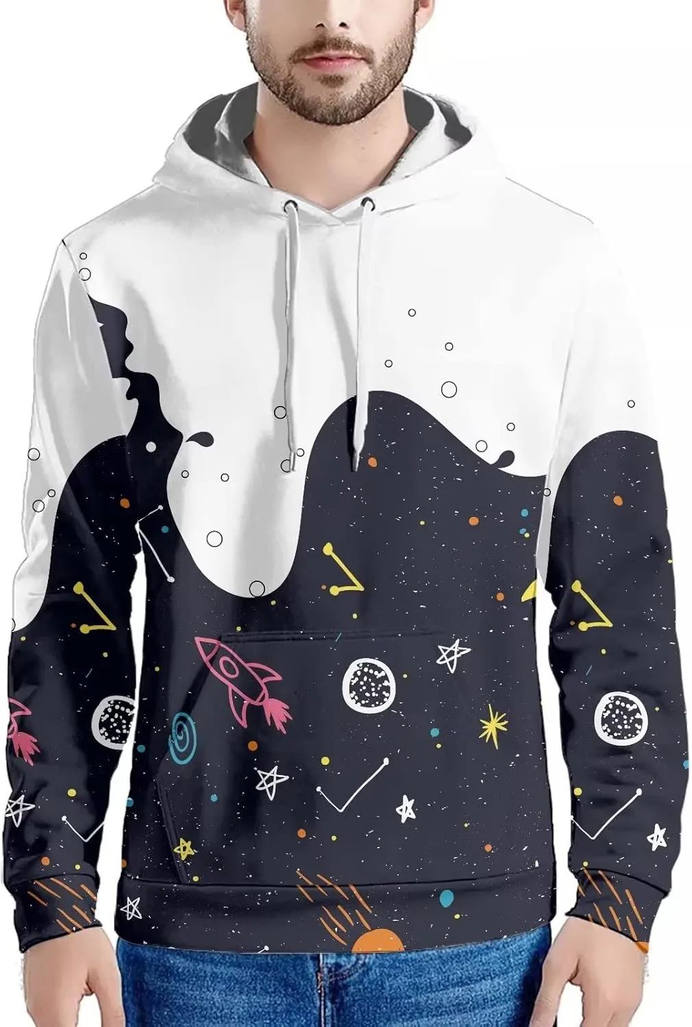 Mumeson Mens Novelty Hoodies Casual Hooded Sweatshirts Long Sleeves Athletic Sweatshirt Pullover Hoodies S-6XL