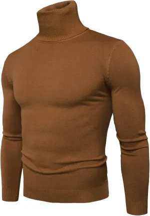 Muyise Men's Slim Fit Basic Turtleneck T Shirts Casual Knitted Pullover Sweaters Lightweight Thermal Soft Basic Shirt