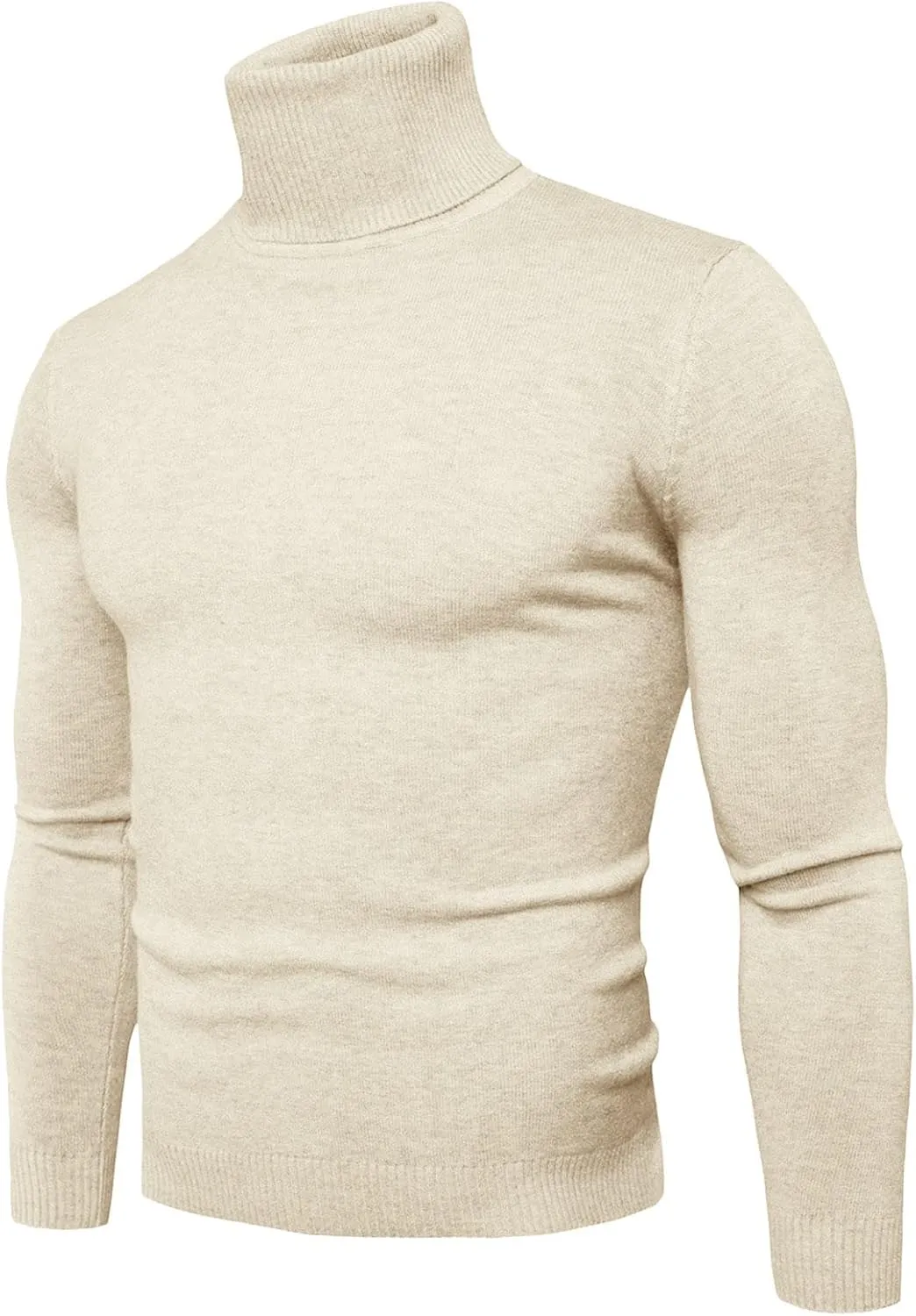Muyise Men's Slim Fit Basic Turtleneck T Shirts Casual Knitted Pullover Sweaters Lightweight Thermal Soft Basic Shirt