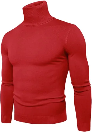 Muyise Men's Slim Fit Basic Turtleneck T Shirts Casual Knitted Pullover Sweaters Lightweight Thermal Soft Basic Shirt