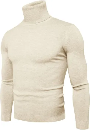 Muyise Men's Slim Fit Basic Turtleneck T Shirts Casual Knitted Pullover Sweaters Lightweight Thermal Soft Basic Shirt