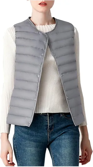 NaRHbrg Ladies Ultralight Down Vest Women's Autumn Winter Warm Down Puffer Coat Jacket Fashion Zip Padded Gilet Waistcoat