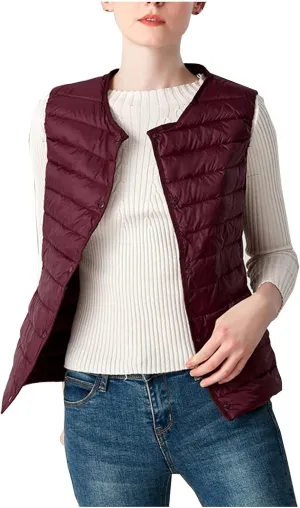 NaRHbrg Ladies Ultralight Down Vest Women's Autumn Winter Warm Down Puffer Coat Jacket Fashion Zip Padded Gilet Waistcoat