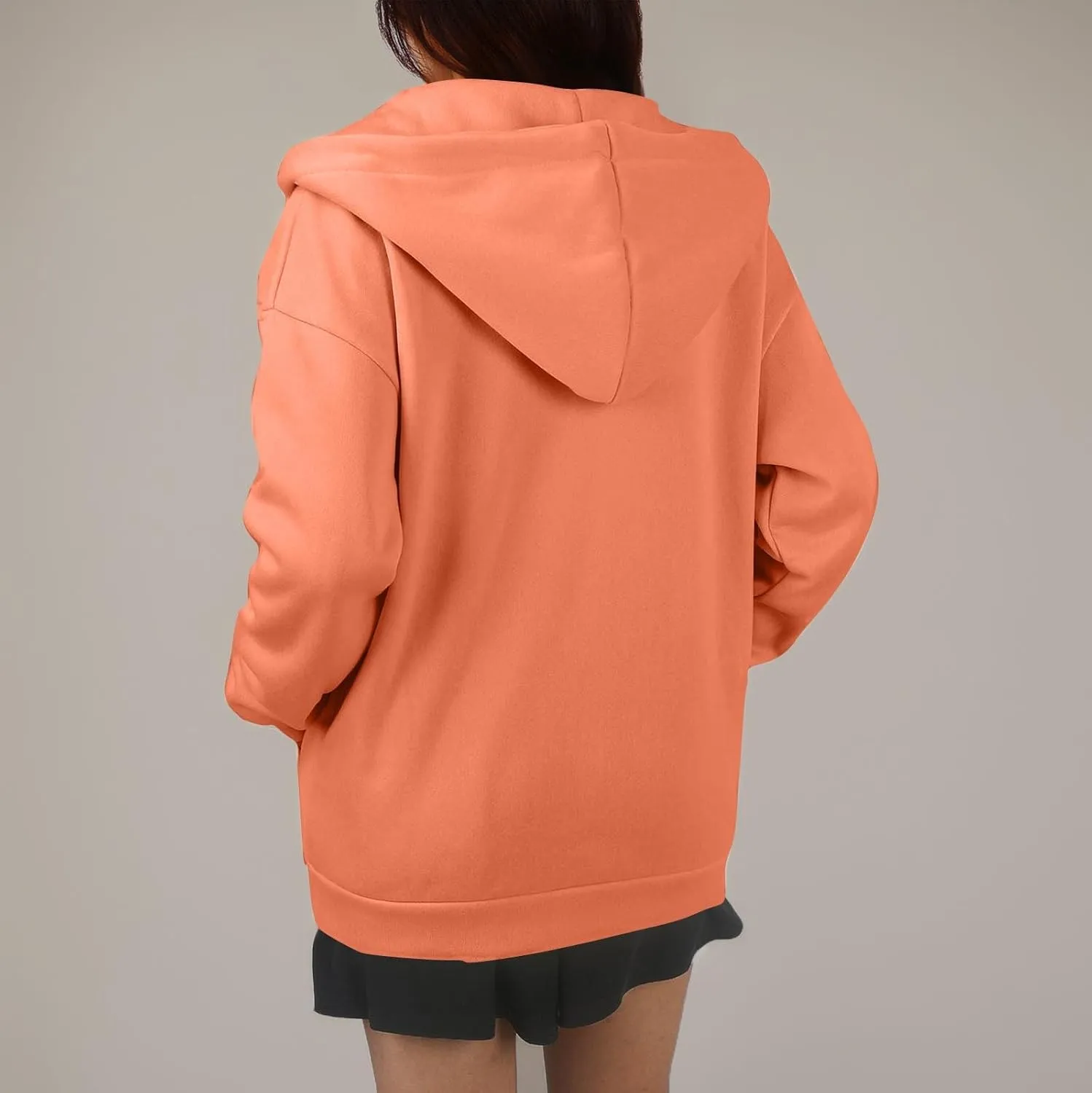 Oversized Hoodies for Women Zip Up Lightweight Long Sleeve Jackets Drawstring Y2K Sweatshirt Kangaroo Pocket