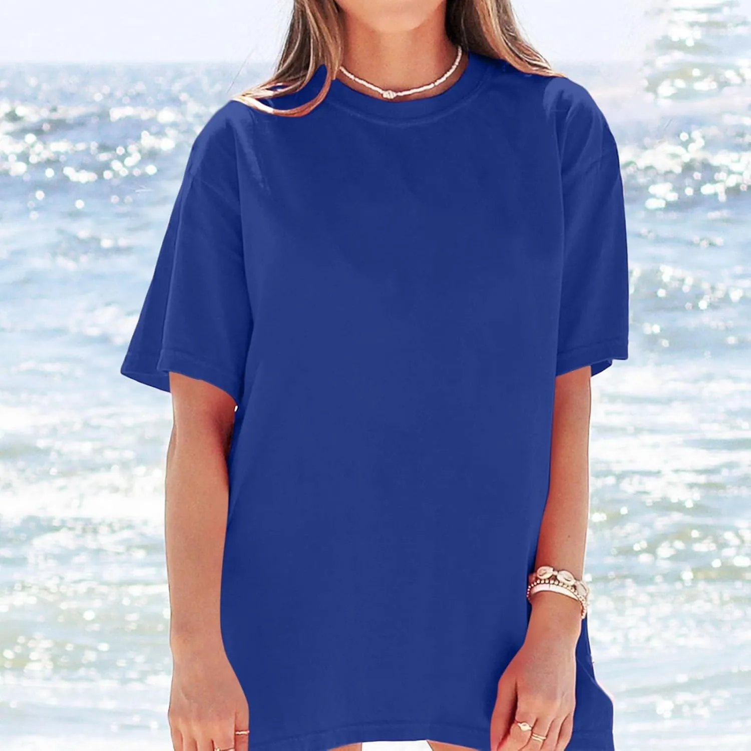 Oversized Tshirts for Women Basic Solid Loose Fit Casual Tops Crewneck Short Sleeve Summer Tees