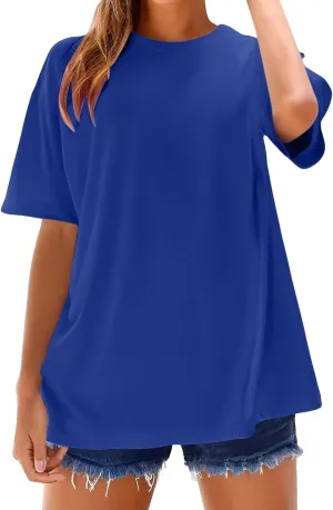 Oversized Tshirts for Women Basic Solid Loose Fit Casual Tops Crewneck Short Sleeve Summer Tees