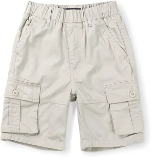 Phorecys Boys & Men's Cotton Pull on Cargo Shorts Solid Color Casual Summer Shorts 6-Pockets