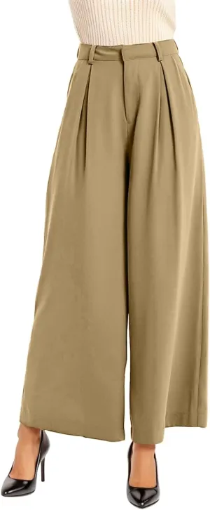 Plus Size Wide Leg Pants with Pockets Flowy Summer Palazzo High Waist Elastic Lounge Trouser Straight Wide Leg Pants