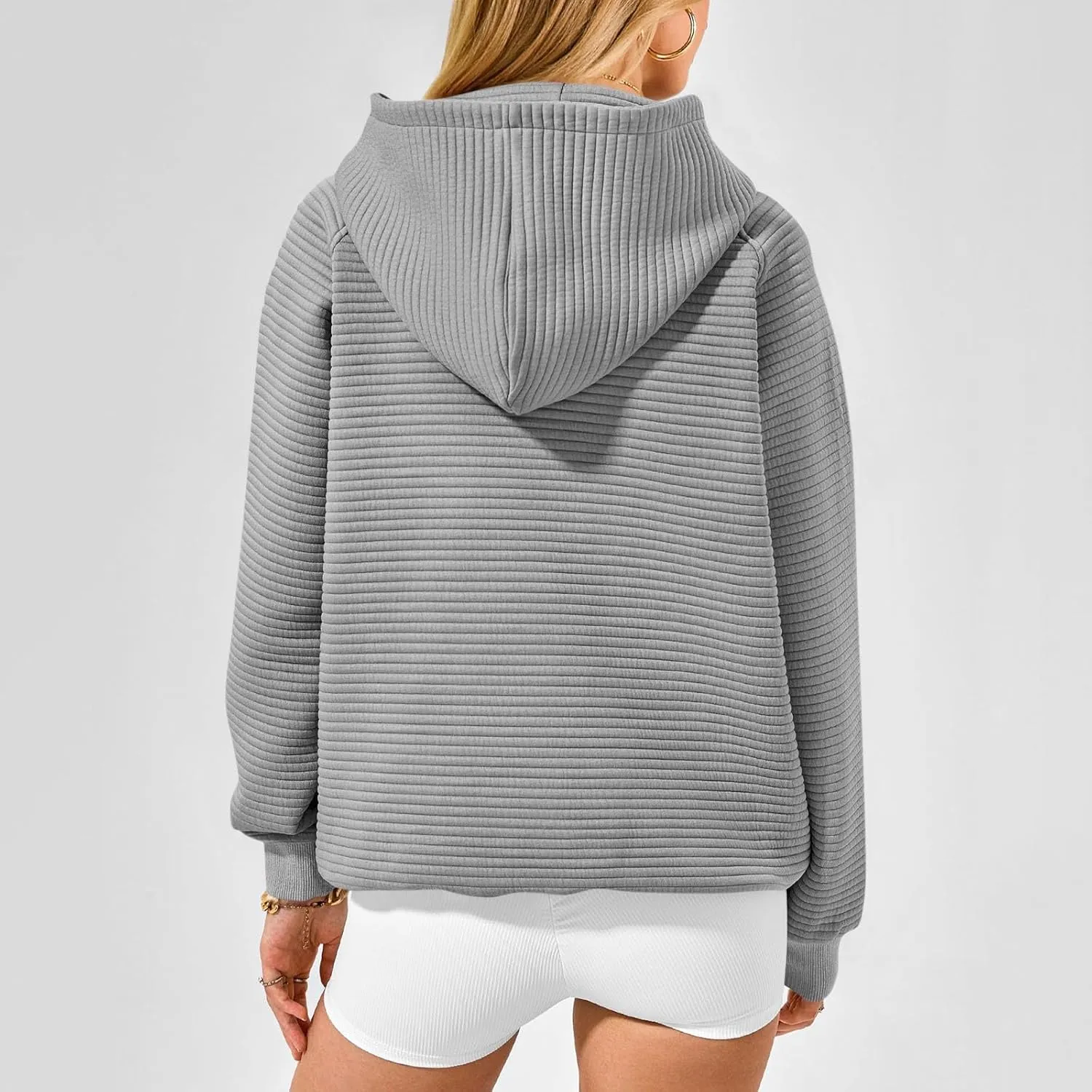 Preppy Hoodies for Women Fleece Loose Fit Hooded Sweatshirts Comfy Casual Long Sleeve Hoodies with Pockets