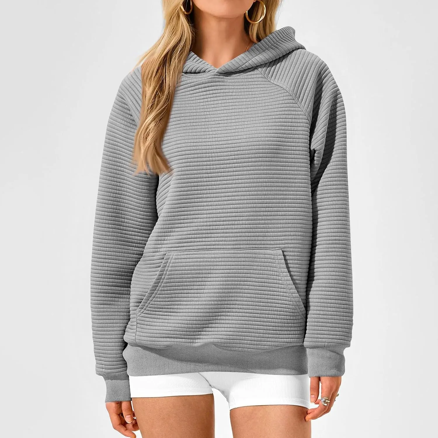 Preppy Hoodies for Women Fleece Loose Fit Hooded Sweatshirts Comfy Casual Long Sleeve Hoodies with Pockets