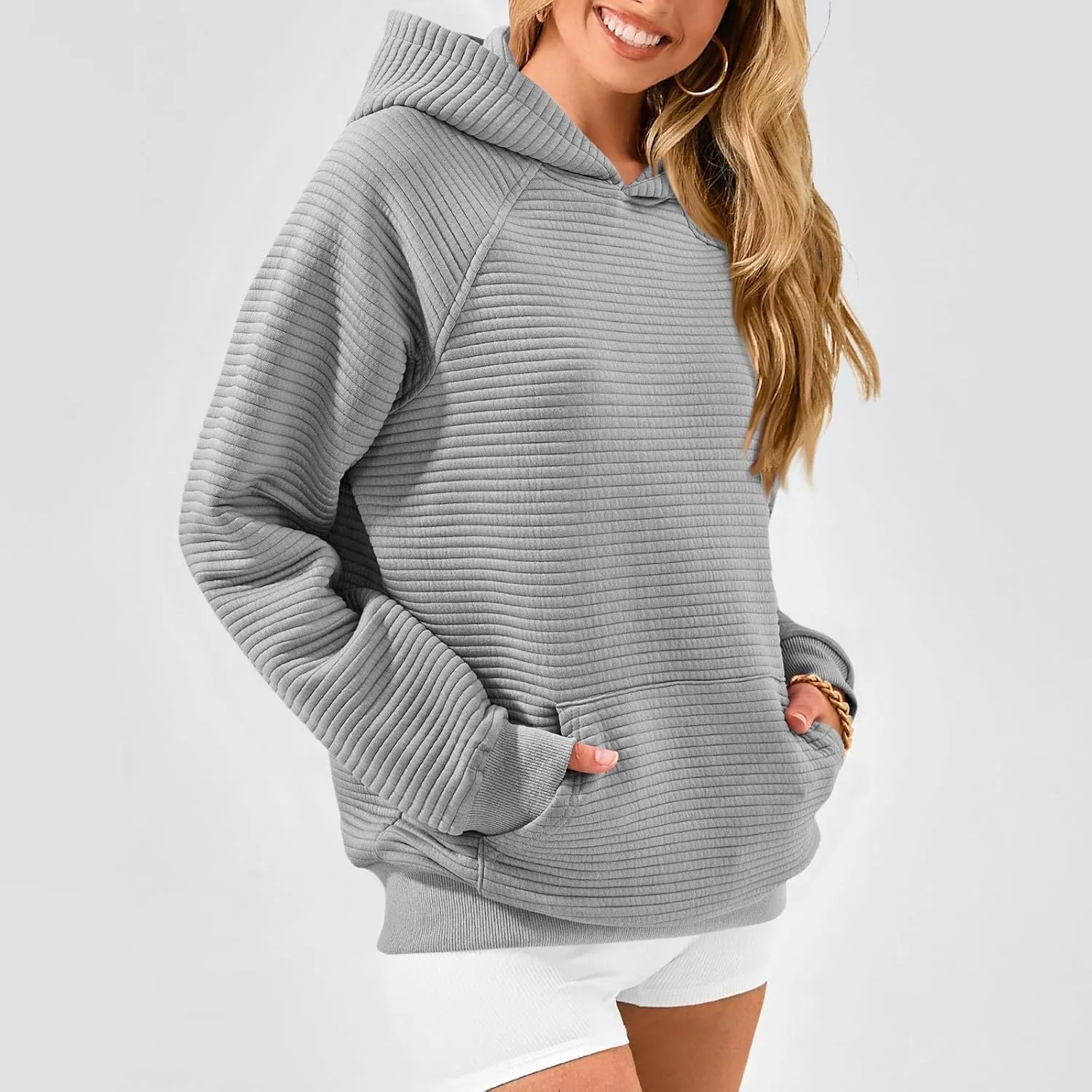 Preppy Hoodies for Women Fleece Loose Fit Hooded Sweatshirts Comfy Casual Long Sleeve Hoodies with Pockets