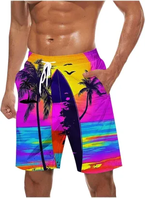 Print Loose Fit for Man Fall Summer Beach Hawaiian Pleated Tropical Straight Leg Trousers Pants Shorts Mens 2025
