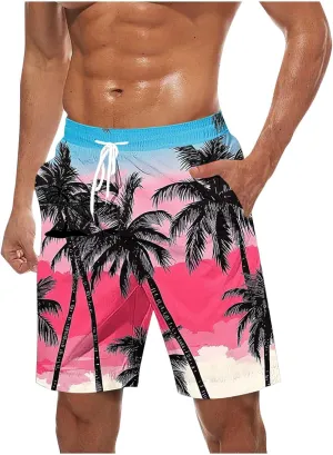 Print Loose Fit for Man Fall Summer Beach Hawaiian Pleated Tropical Straight Leg Trousers Pants Shorts Mens 2025