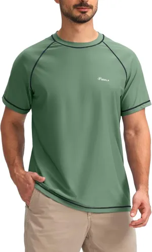 Pudolla Men's Swim Shirts Rash Guard Shirts for Men UPF 50  Sun Protection T-Shirts Quick Dry Beach Surf Water Shirt