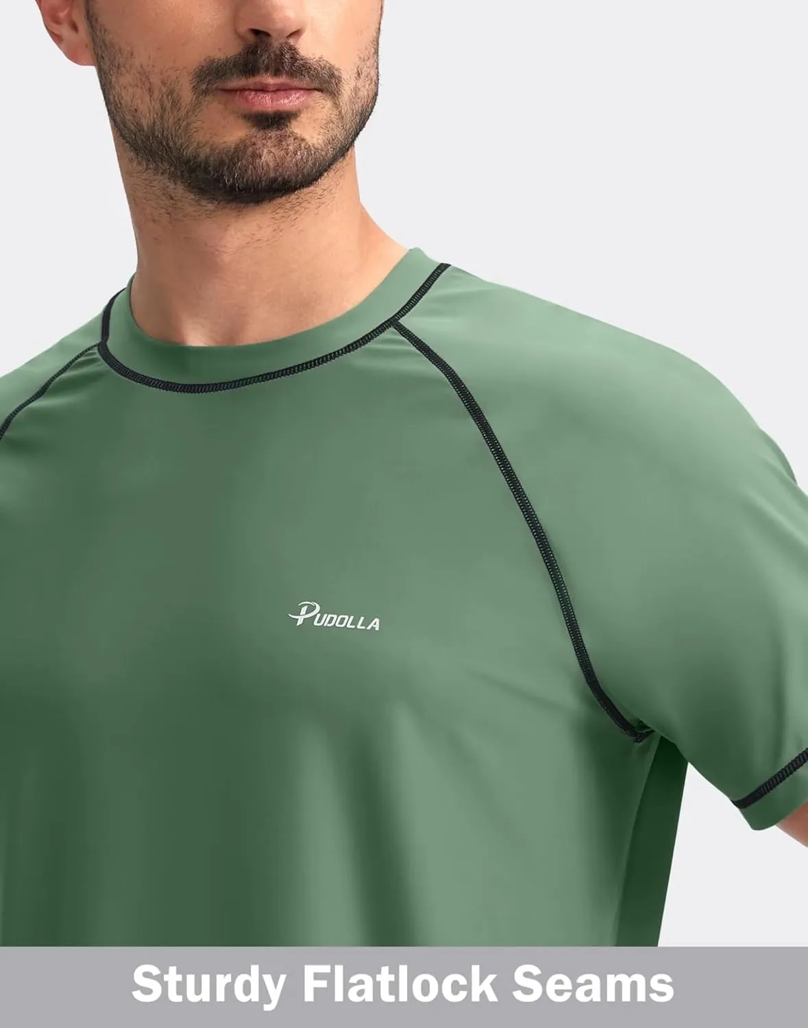Pudolla Men's Swim Shirts Rash Guard Shirts for Men UPF 50  Sun Protection T-Shirts Quick Dry Beach Surf Water Shirt
