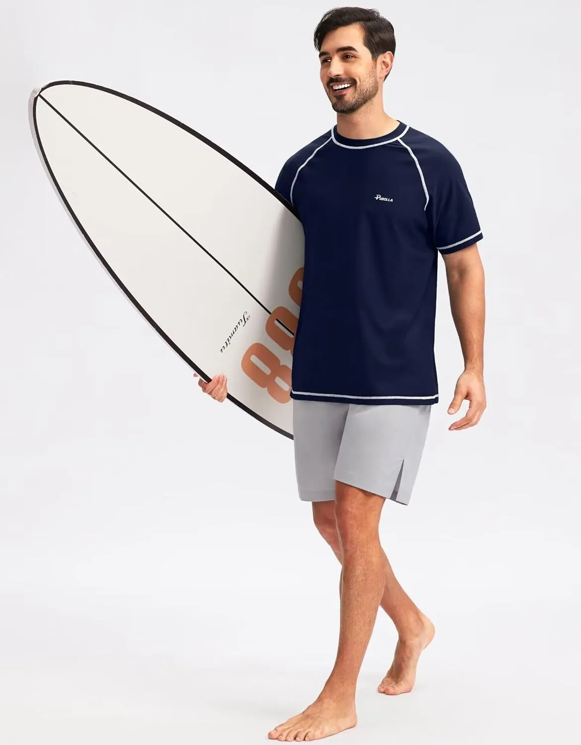 Pudolla Men's Swim Shirts Rash Guard Shirts for Men UPF 50  Sun Protection T-Shirts Quick Dry Beach Surf Water Shirt
