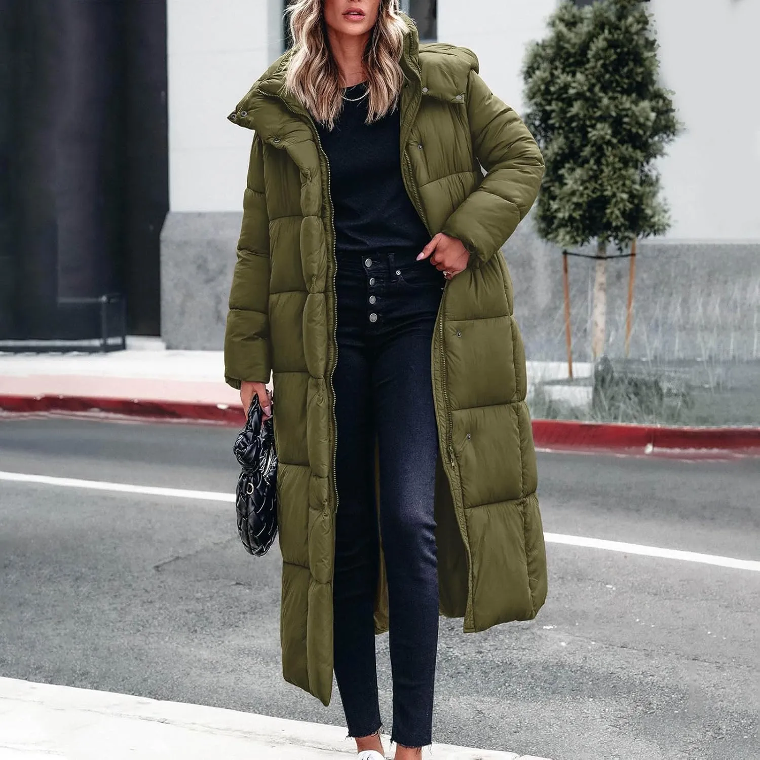 Puffer Coat Women Winter Heavyweight Down Jackets Warm Quilted Overcoats Thicken Down Jackets Casual Full Zip Outwear