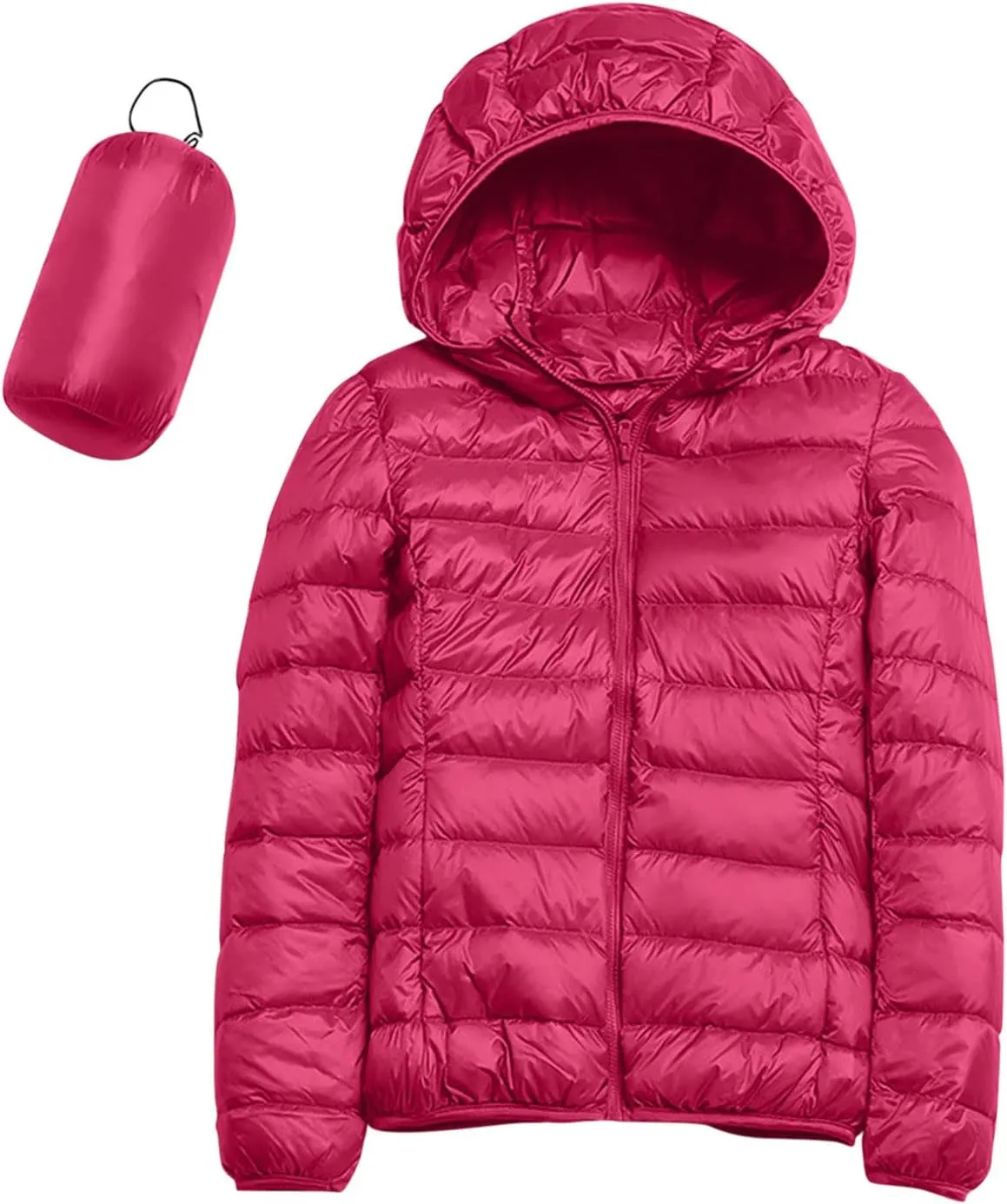 Puffer Jacket Womens with Hood Winter Warm Packable Bubble Jacket Lightweight Slim Fit Short Duck Down Coat