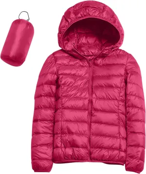 Puffer Jacket Womens with Hood Winter Warm Packable Bubble Jacket Lightweight Slim Fit Short Duck Down Coat