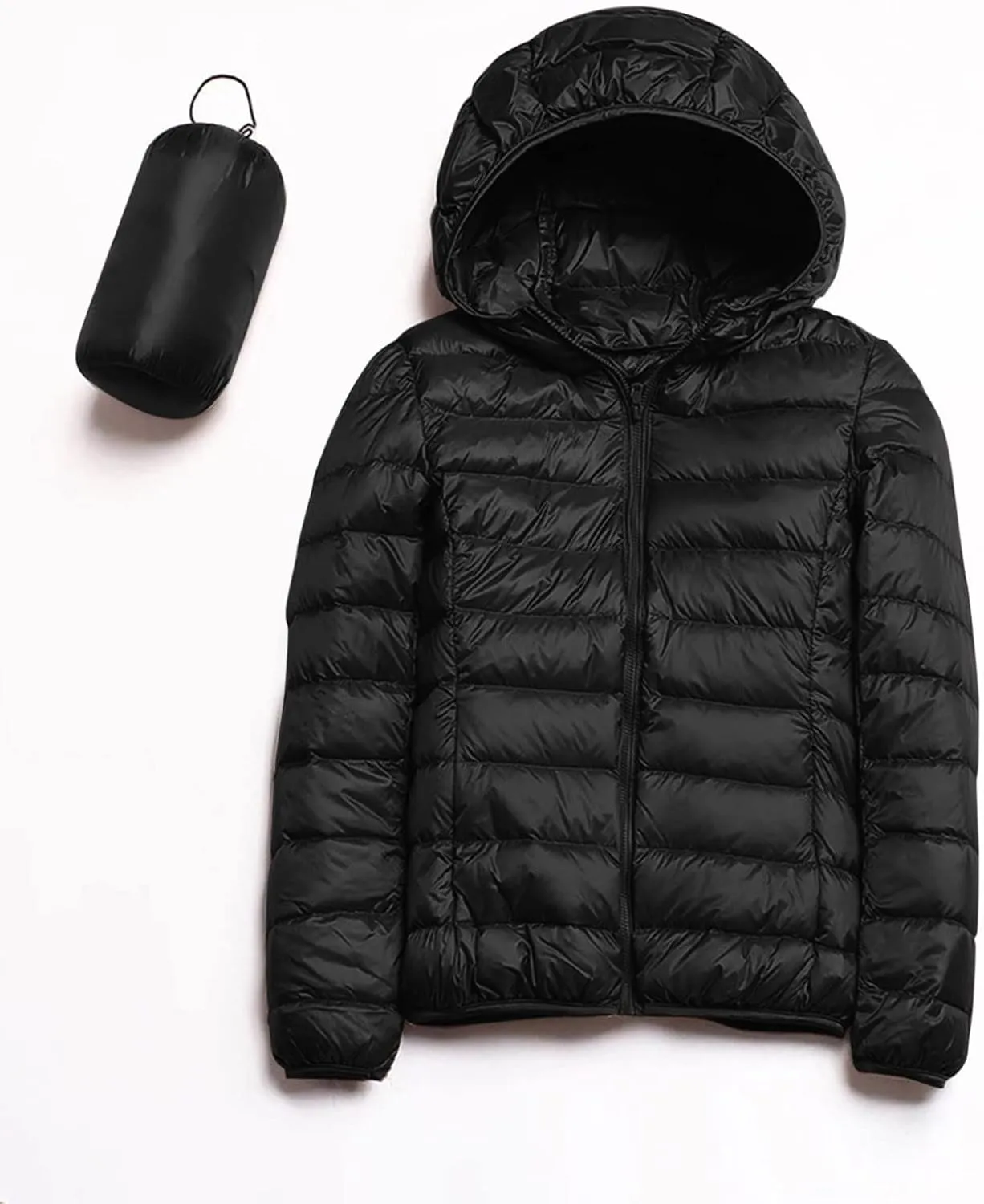 Puffer Jacket Womens with Hood Winter Warm Packable Bubble Jacket Lightweight Slim Fit Short Duck Down Coat