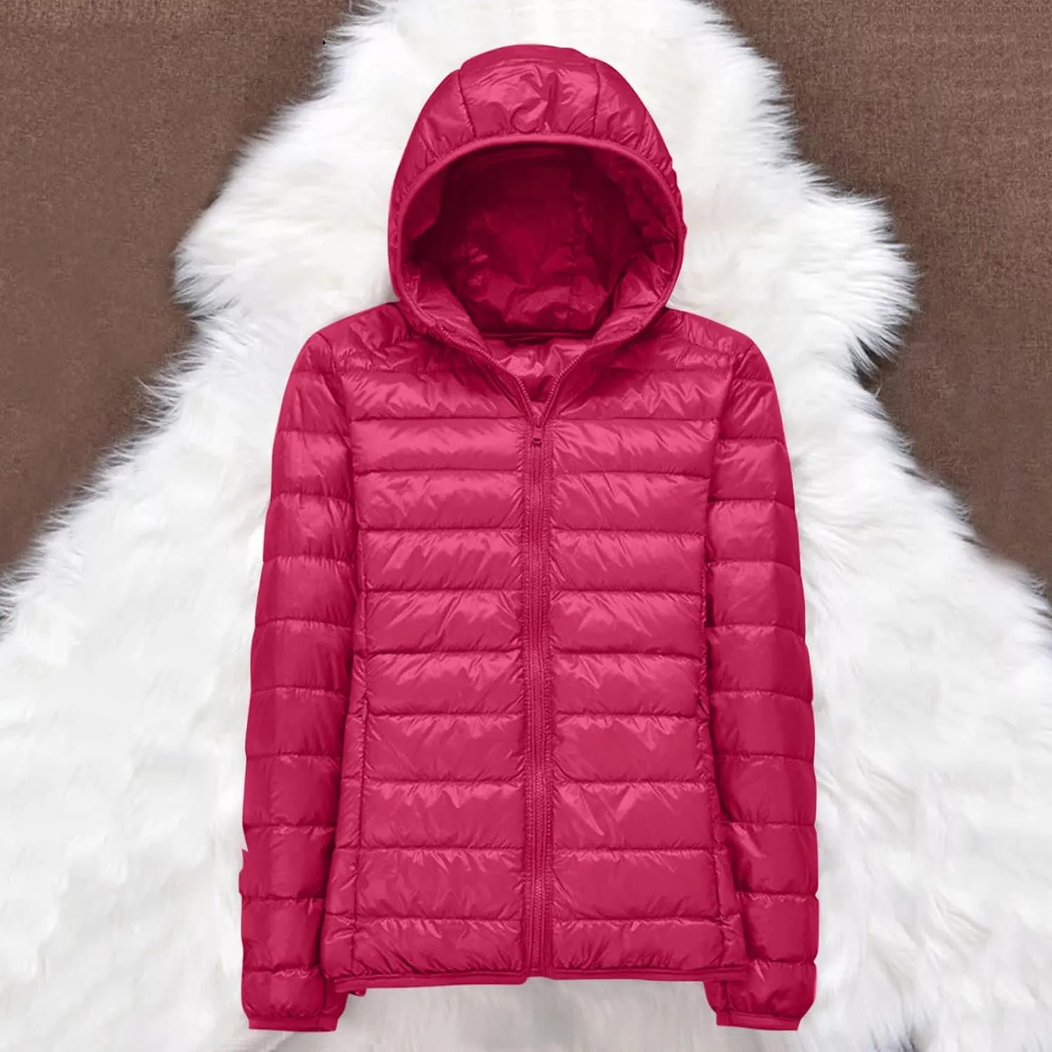 Puffer Jacket Womens with Hood Winter Warm Packable Bubble Jacket Lightweight Slim Fit Short Duck Down Coat