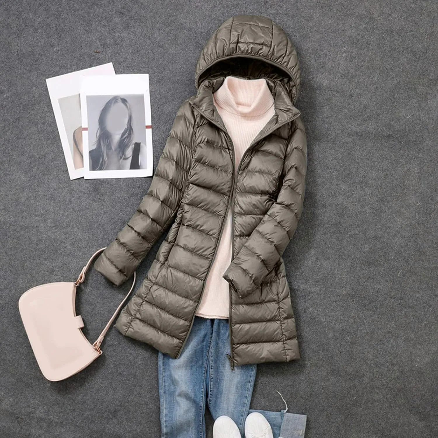 Puffer Jackets for Women Winter Warm Packable Down Jacket Lightweight Slim Fit Hooded Coat Short Duck Down Jacket