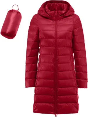 Puffer Jackets for Women Winter Warm Packable Down Jacket Lightweight Slim Fit Hooded Coat Short Duck Down Jacket