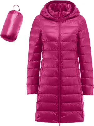 Puffer Jackets for Women Winter Warm Packable Down Jacket Lightweight Slim Fit Hooded Coat Short Duck Down Jacket
