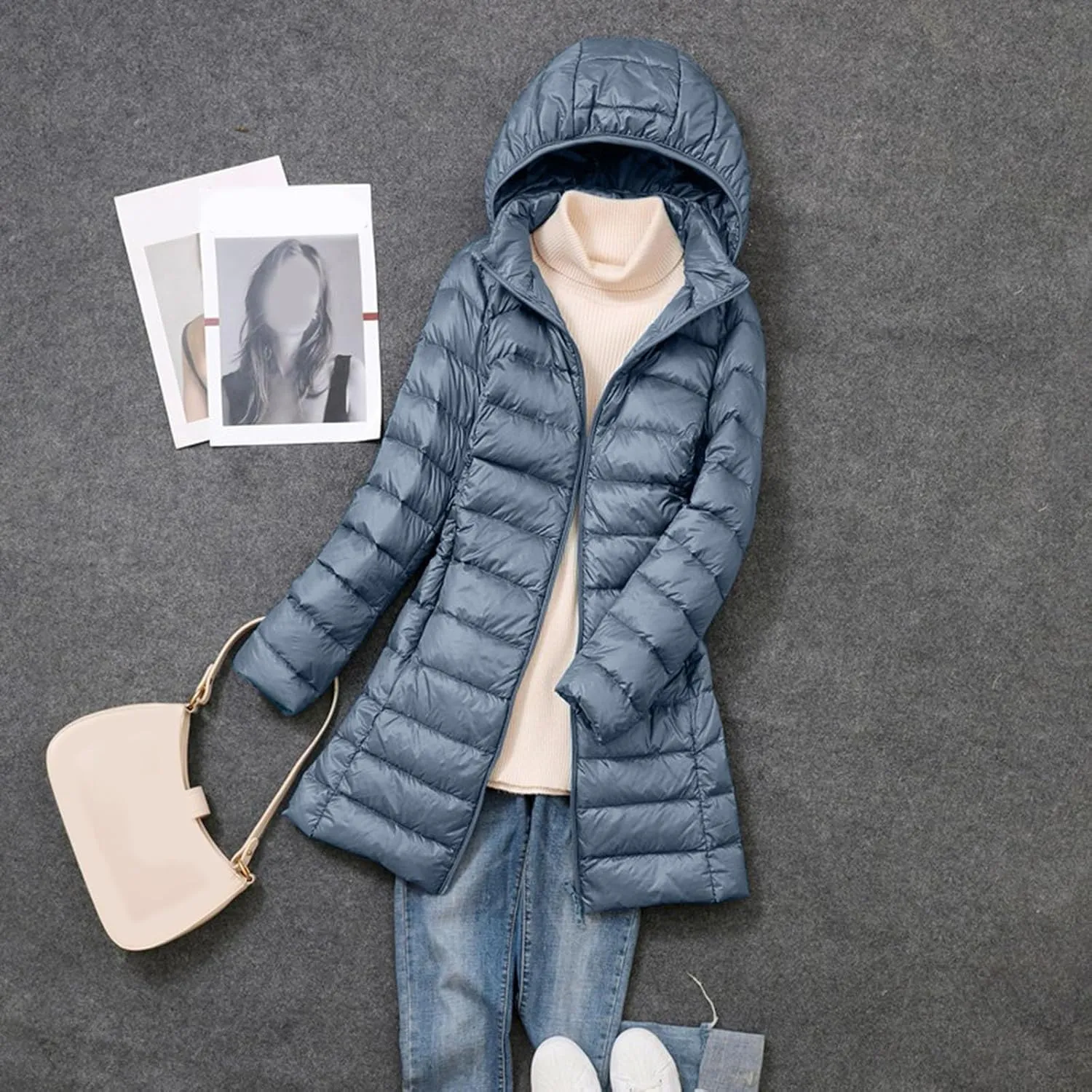 Puffer Jackets for Women Winter Warm Packable Down Jacket Lightweight Slim Fit Hooded Coat Short Duck Down Jacket