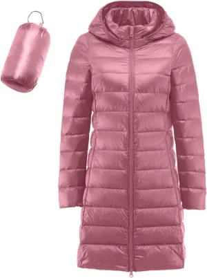Puffer Jackets for Women Winter Warm Packable Down Jacket Lightweight Slim Fit Hooded Coat Short Duck Down Jacket