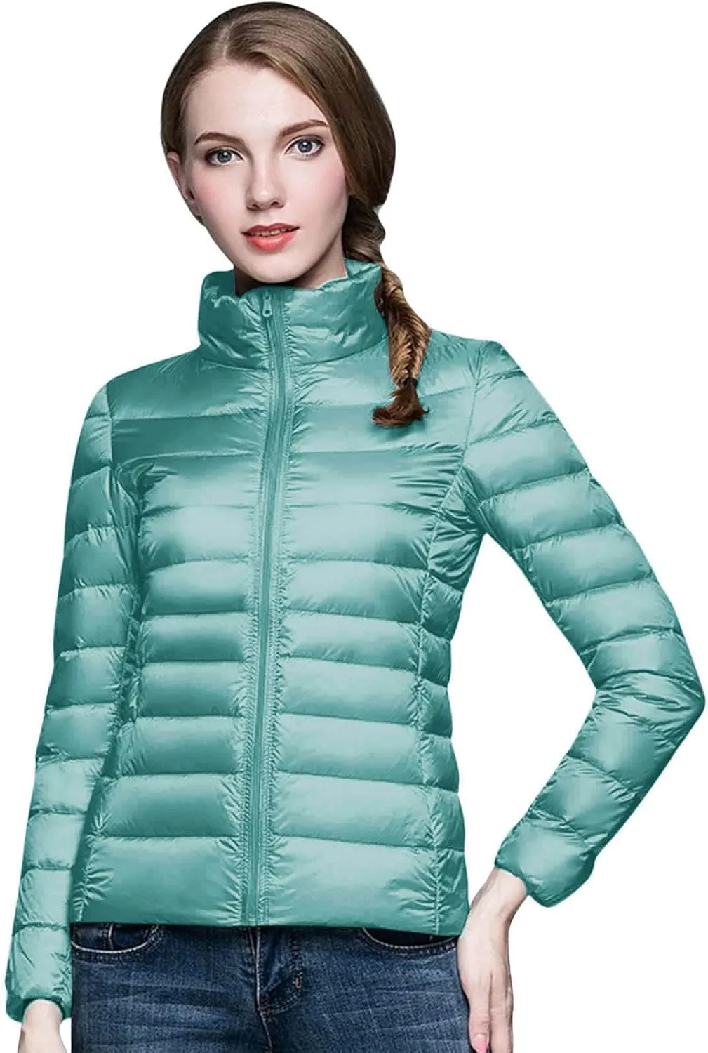 Puffer Jackets for Women Winter Warm Packable Down Jacket Ultra Light Slim Fit Hooded Jacket Short Duck Down Coat