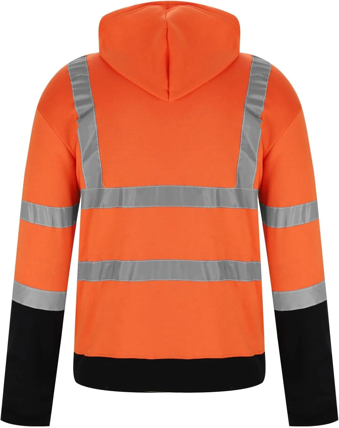 Safety Hoodies for Men High Visibility Reflective Workwear Fleece Lined Zip Up Jackets Hooded Sweatshirts with Pocket