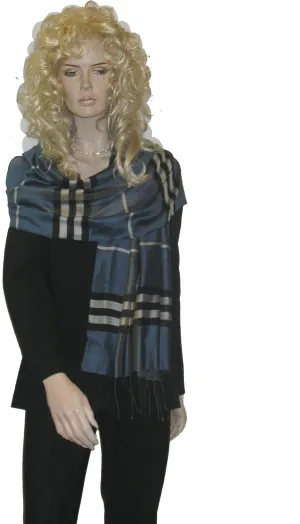 SCARF/SHAWL IN CHECK AND PLAID STYLE (IRIS BLUE)