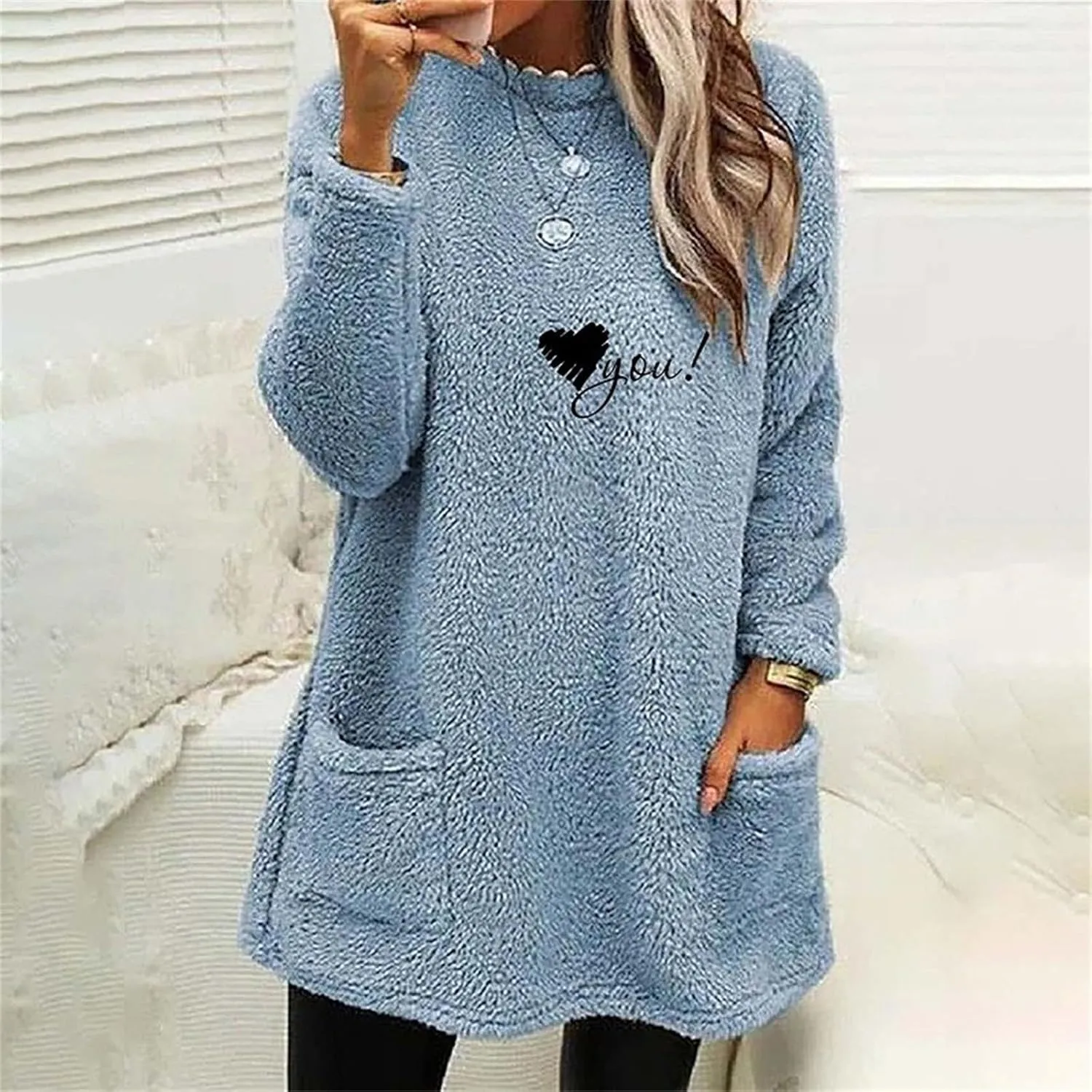 SHAOBGE Hoodies for Women Fleece Linend Warm Sweatshirt Hoodies Long Sleeve Tunic Pullover with Pockets Warm Winter Hoodies