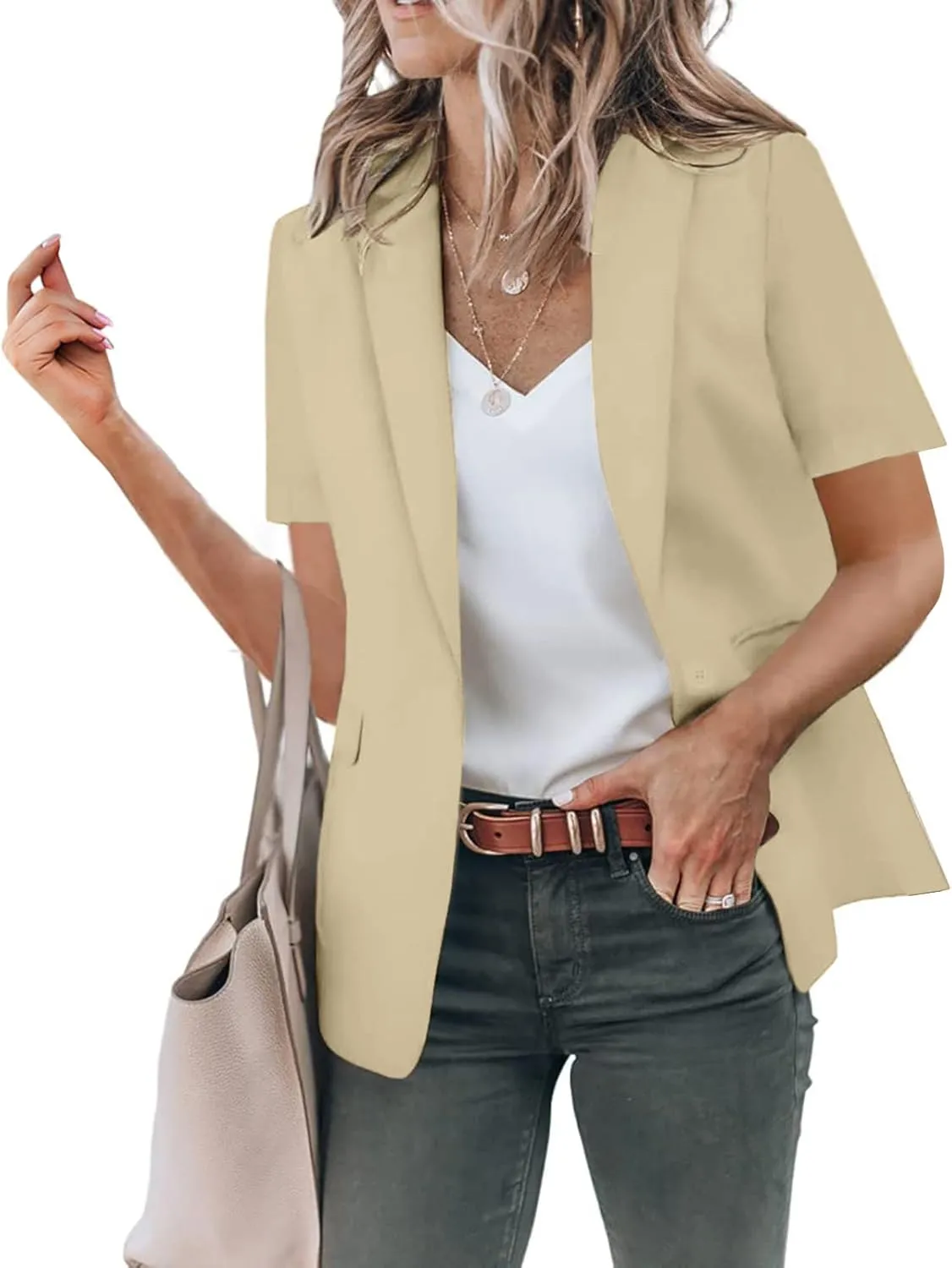 Short Blazers for Women Blazers Dressy Casual Short Puff Sleeve Open Front Office Blazers Bussiness Jackets Work Suit