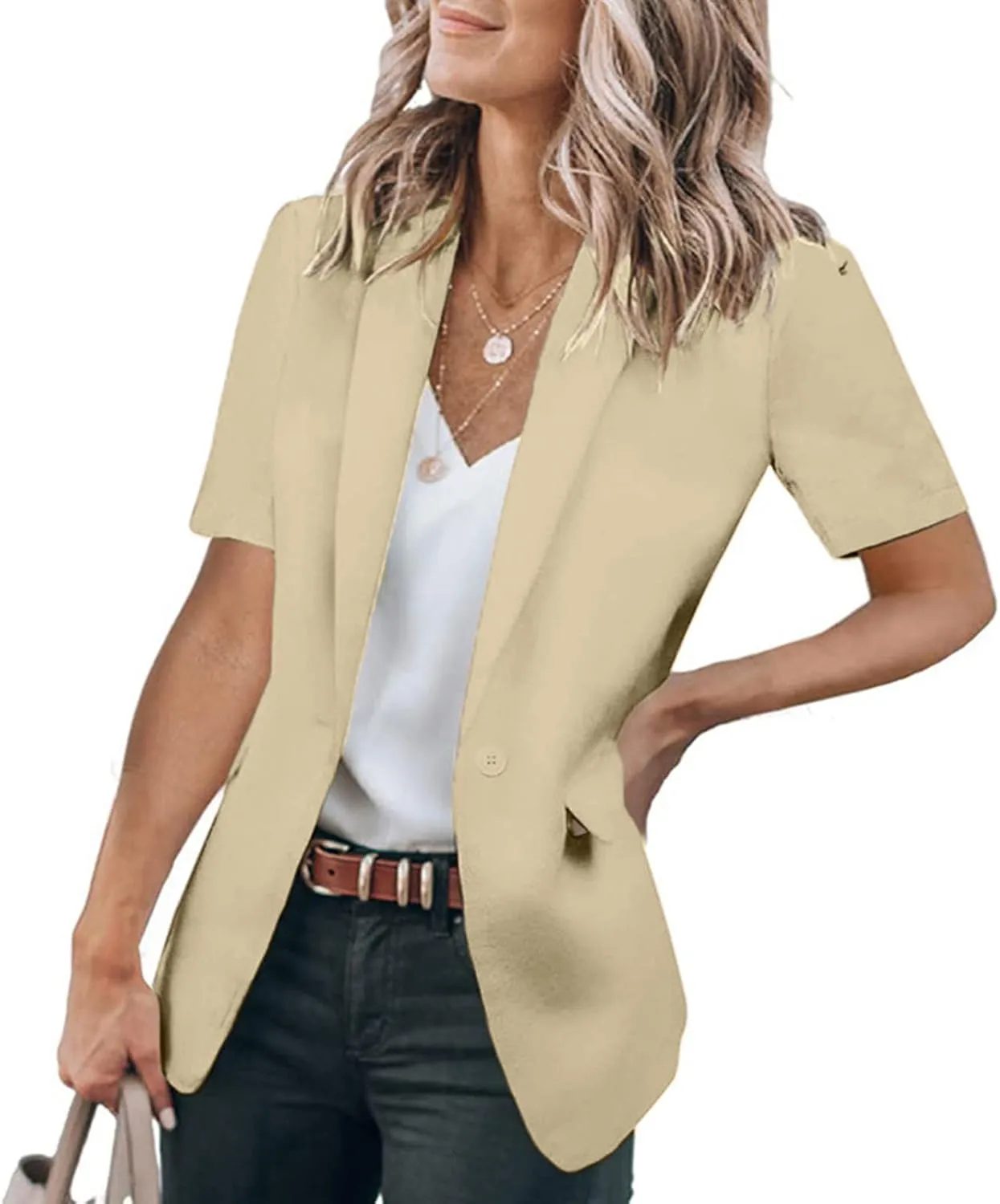 Short Blazers for Women Blazers Dressy Casual Short Puff Sleeve Open Front Office Blazers Bussiness Jackets Work Suit