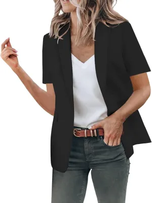 Short Blazers for Women Blazers Dressy Casual Short Puff Sleeve Open Front Office Blazers Bussiness Jackets Work Suit